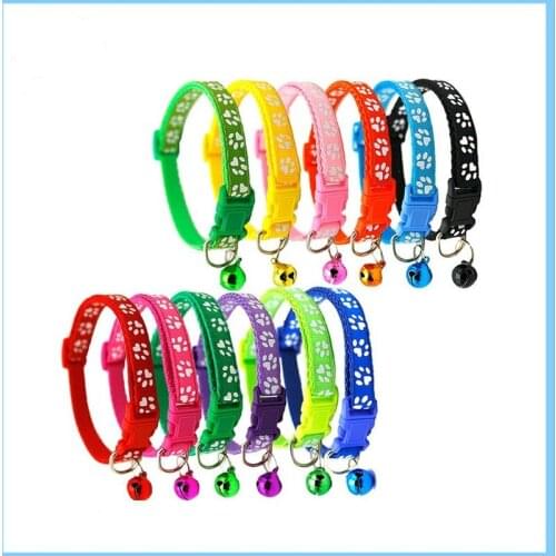 Pet Collar with Bell Dog Collar Personalized Cat Buckle Collar Retractable Dog Chain Multiple Colour Cat Footprints Pet Supplies