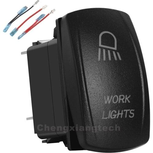 Work Lights Green Led 12v/24v Toggle Rocker Push Switch 5 Pins SPST ON/OFF For Car Boat Truck Waterproof + Jumper Wires Set