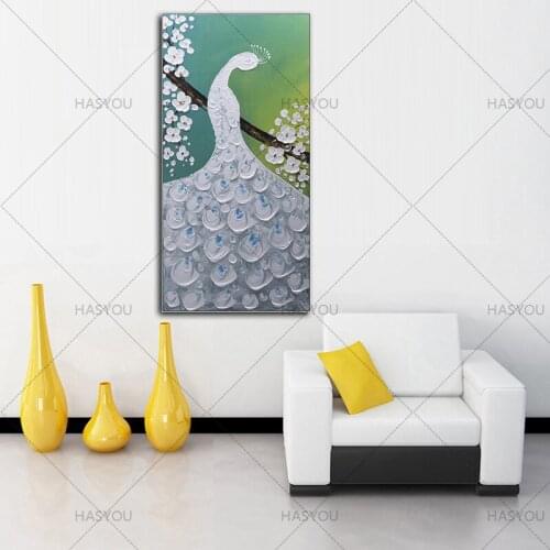 Professional aritist Hand Painted Modern angle Oil Painting peacock Canvas oil painting Wall Art wall decor For Living Room
