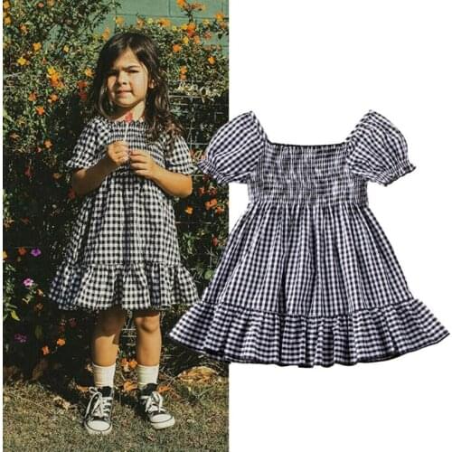 Dropshipping Christmas Toddler Baby Girl Plaid Clothes Ruffle Romper Jumpsuit Dress Outfit