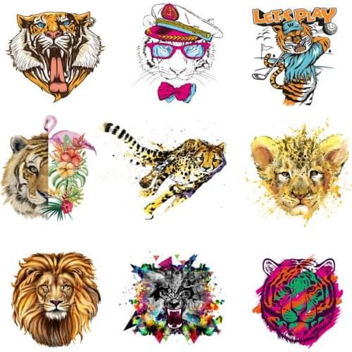Iron-on Transfers for Clothing Patches for Clothes Heat Transfer Stickers Diy Tiger Appliques Textile Vinyl Adhesive Stripe C