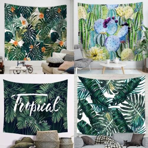 Tropical Leaf Tapestry Wall Hanging Palm Tree Leaves Tapestry Vintage Floral Tapestry Summer Wall Tapestry Cactus Home Decor
