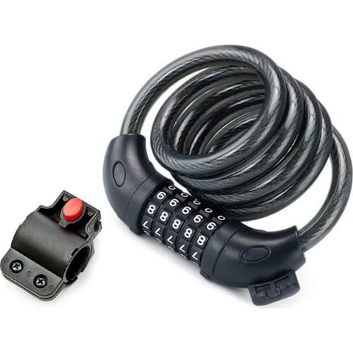 Bicycle Lock Five-digit Combination Strong Anti-theft Safety Lock 1200mm X12mm Portable Wire Rope Bicycle Lock