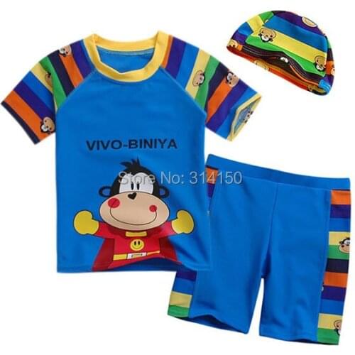 VIVOBINIYA Free Shipping Children Lovely Monkey Style Swimwear Baby Boy UPF50+ Swimsuit Kids Bathing Suit Baby 3pic Set Summer