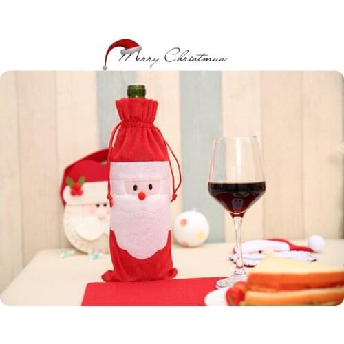 Ynaayu 1set Wine Bottle Cover Bags Christmas Red Wine Bottle Bag Santa Claus Bottle Sets For Happy New Year Dinner Party Supply