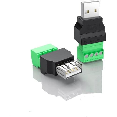 1Pc 4Pin USB 2.0 Type A Male/Female to Screw Connector USB Jack USB plug with Shield connector USB2.0 to Screw Terminal Plug