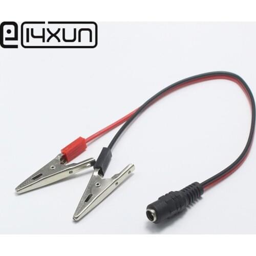 1pcs/lot DC Power Jack 5.5*2.1mm Female to 2 Crocodile Car Caravan Van Battery Test Lead Clips For Electrical Equipment Supplies