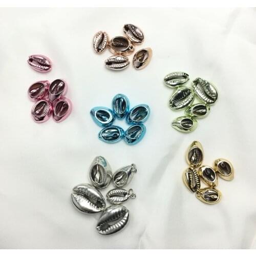 Wholesale 10pcs Colorful Drop Oil Enamel Plated Natural Shell Gold for handmade SeaShells Home decoration DIY jewelry making