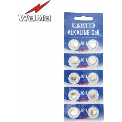 10x Wama AG11 LR721 362 361 1.5V Alkaline Button Cell Coin Battery Wholesales Factory High Capacity Disposable Calculator Toys
