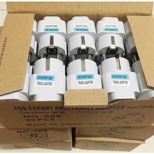 100pcs Wholesale universal EU GER AU USA Plug Adapter Power Socket White Travel Converter Conversion Plug