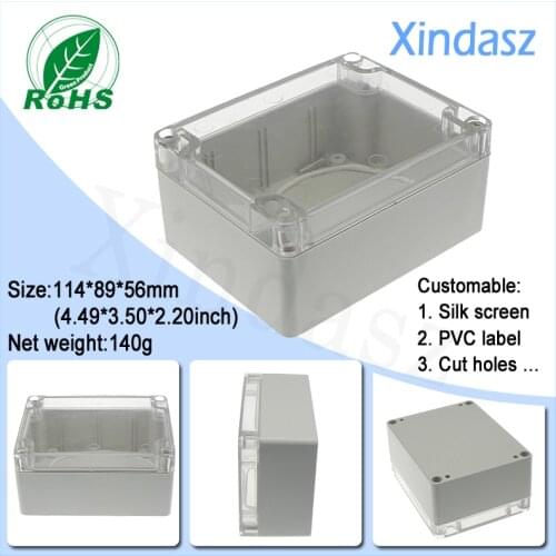 114*89*56mm project box for electronic ip65 waterproof plastic enclosure/box for electronic/for PCB with transparent