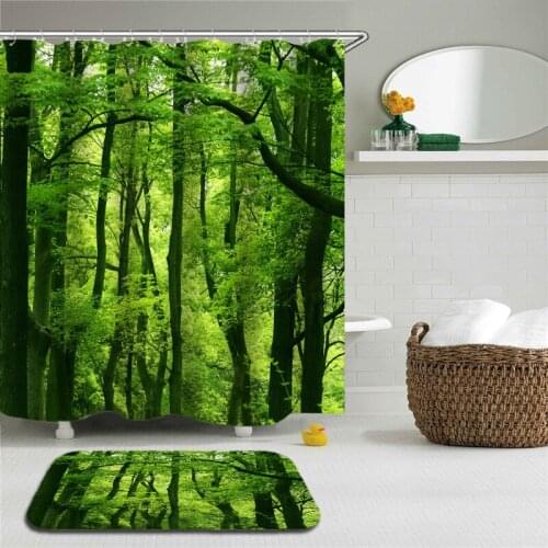 2pcs/set Sea View Beach surf Shower Curtain Set Bathroom Waterproof Polyester cloth + Non-slip Mat Toilet Bathroom Home Decor