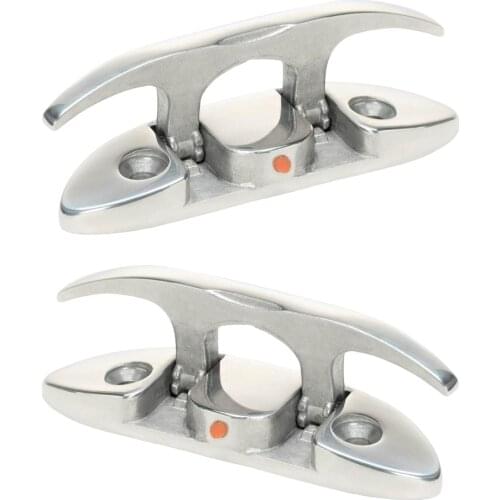 2x Boat Flip Up 4-1/2" Folding Cleat Dock Stainless Steel Silver 4-1/2"