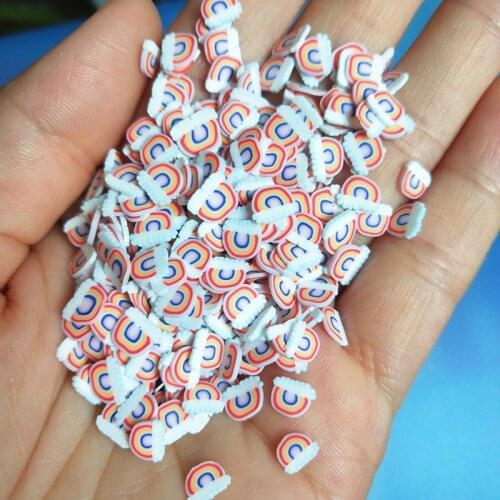 20g/lot 5mm Rainbow with Cloud in the sky Polymer Clay for DIY Crafts Tiny Cute Accessories