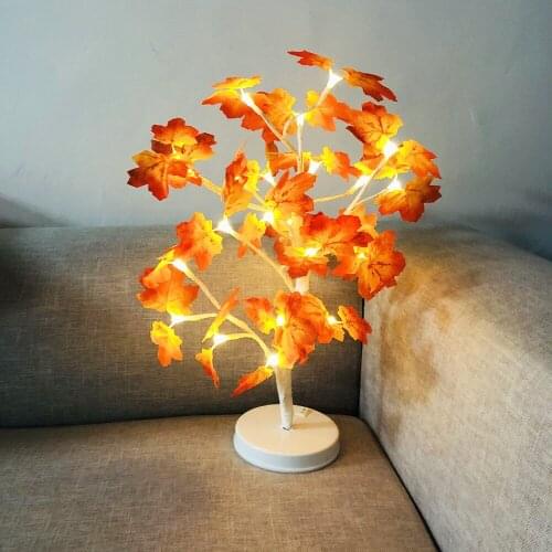 24LED Maple Leaf Potted Modeling Lights Home Bedroom Night Lights Maple Leaf Decorative Light Strings