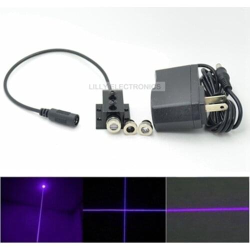 3in1 Dot/Line/Cross 405nm 20mW Violet-Blue Laser Module Laser Diode w/Adapter & Heatsink