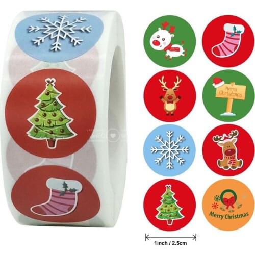 500pcs Christmas Stickers Santa Snowflake Adhesive Label Stickers DIY Biscuit Gift Baking Business Packaging Stickers Stationery