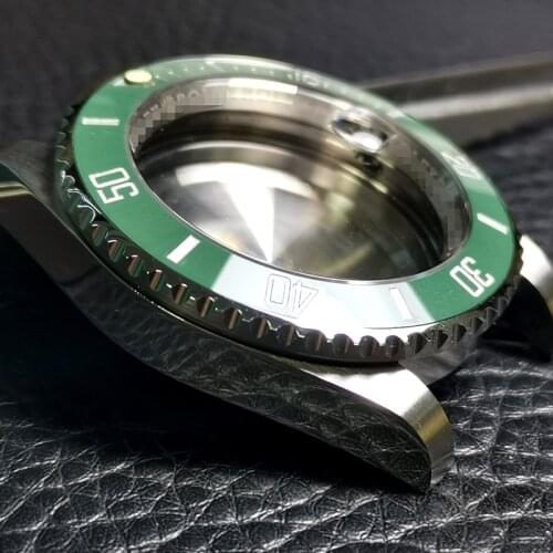 Watch Accessories Black And Green Water Ghost Watch Case Modified Sapphire Glass Lens Adapted To Japan 4R35/NH35A Movement