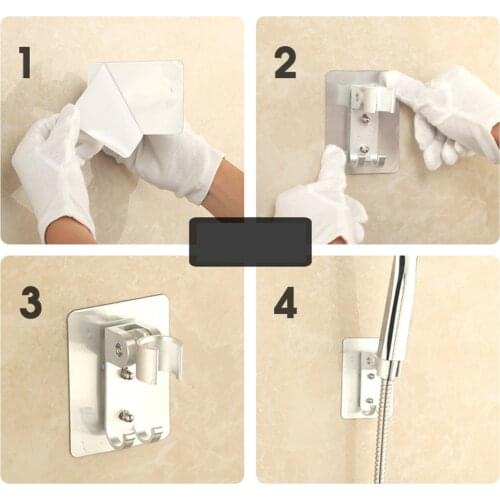 Free punching space aluminum shower base without hooks adjustable bathroom shower head nozzle space aluminum bracket