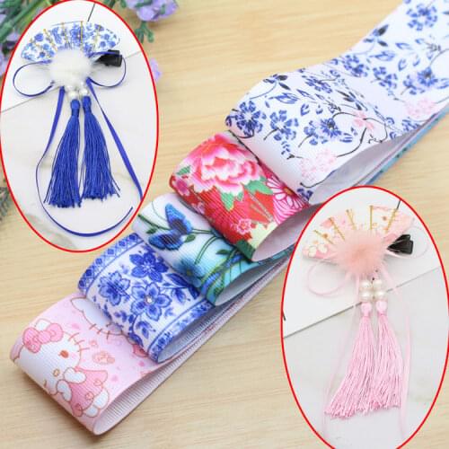 40mm Printed Grosgrain Satin Ribbon Christmas Decorative Gift Packing Wedding Crafts Ribbon DIY Hair Bow Accessories (1 Meter)