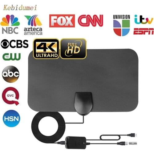 Kebidumei Indoor Digital TV Antenna HDTV Antena 50 Miles Mini TV Aerial Surf HD TV DVB-T2 25DB Gain High Signal Capture for TV