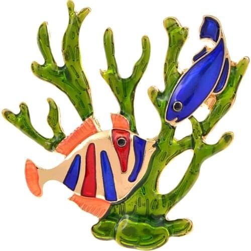 CINDY XIANG New Creative Enamel Colorful Fish Brooches For Men Cute Abstract Sea Animal Coral Brooch Pins Party Office Jewelry