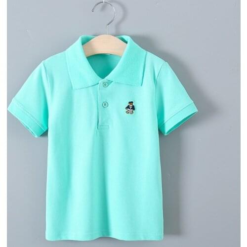 Teenager Kids Polo Shirt Cotton Turn Down Collar Summer Short Sleeve Tops Pure Color Sport Polos Holiday Boys Shirts Outfits