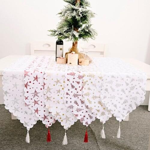 Table Runner with Tassles Pendant Christmas Table Flag Tablecloth Placemat For Holiday Wedding Home Kitchen Table Decor