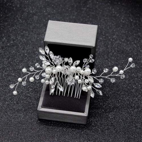 Elegant Wedding Hair Combs for Bride Crystal Rhinestones Pearls Women Hairpins Bridal Headpiece Hair Jewelry Accessories