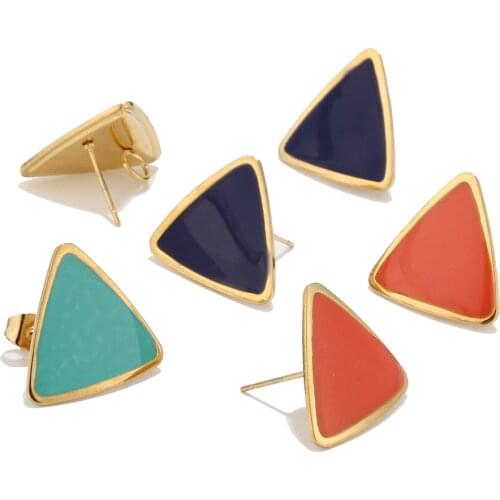 10pcs/lot Exquisite Stainless Steel Ear Stud Components Stud triangle drawing Rings DIY Jewelry Making Earring Accessories