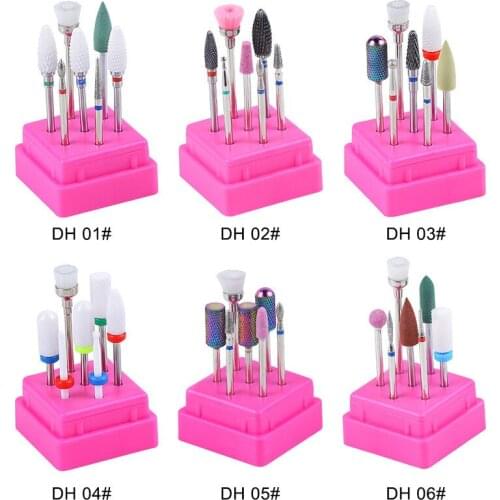 7 Pcs Ceramic Nail Drill Bits Set of Milling Cutter Manicure Machine Nail Bits for Electric Drill Electric Nail Files Pedicure