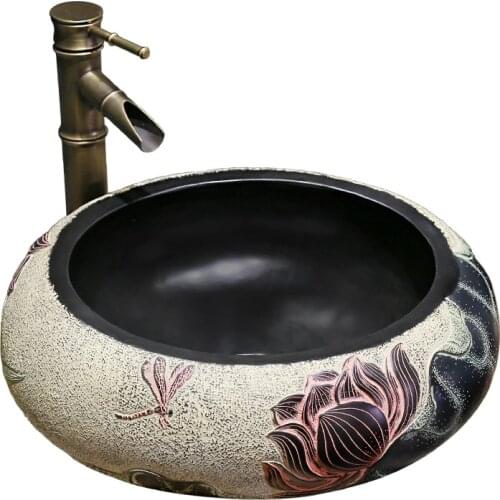Chinese creative wash basin above counter basin garden hotel wash basin art cabinet combination lw01016532