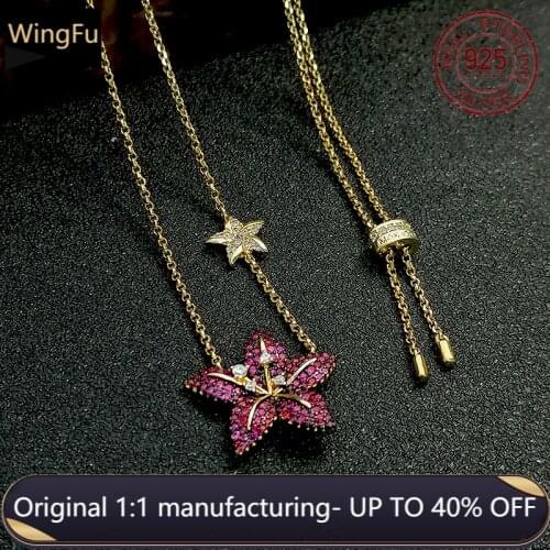 S925 sterling silver tropical flower pendant zircon gold necklace fashion luxury brand monaco jewelry gift