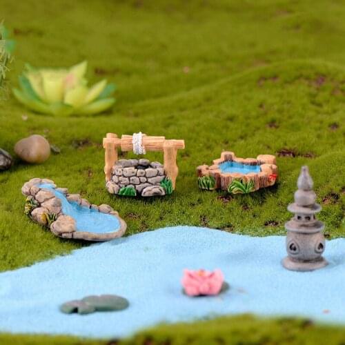 Miniature Landscape Antique Resin Scene Decoration Lake Lighthouse Water Well Pond Bridge Water Glass DIY Fairy Garden Accessory