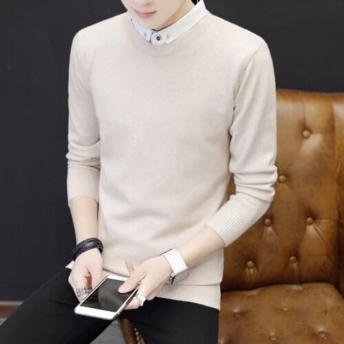 Men Shirt False Clothes Sweater Man Classic Simplicity Pullover Striped Long Sleeves Grey Black Teenagers Sweaters