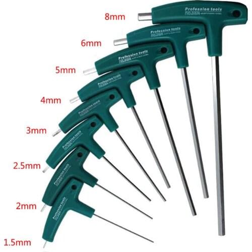 Outdoor Cycling Bike T Type Hex Key Allen Wrench Set Riding MTB Bike Hexagonal Wrench with Rubber Handle Bicycle Repair Tools