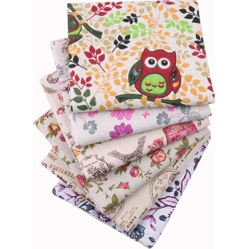 Nanchuang 6Pcs/Lot Flower Printed Patchwork Cotton Linen Fabric For DIY Handicraft Sewing&Quilting Placemat Bag Material 25x45cm