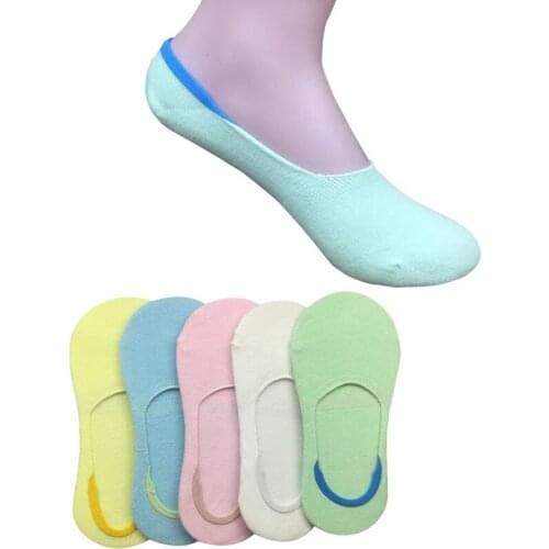 5pairs Womens Socks Autumn Summer Breathable Invisible Woman Boat Socks Candy Color Silicone Non-slip Sock Girls Cute Meias Sox