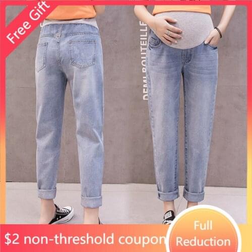Autumn winter spring Loose Maternity Jeans For Pregnant Women Denim Pants Trousers Elastic Waist Abdominal Jeans Pregnancy Mater