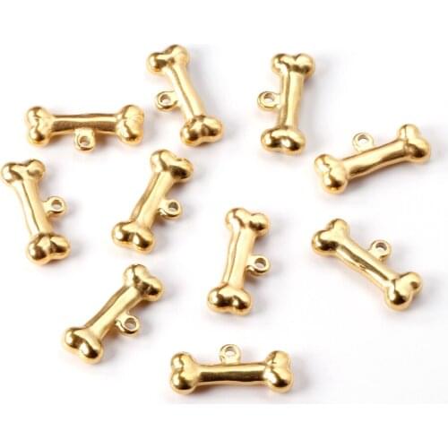 ASON 10pcs/lot Bones Necklace Pendant Dog Dog Bone Charms 316L Stainless Steel Gold Silver Color For Necklaces Jewelry Makings