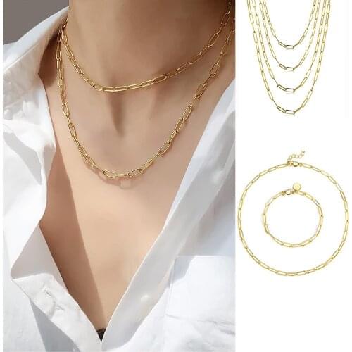 Paper Clip Necklace Fashion Simple Alloy Golden Gold Color Metal Chain Punk Choker Necklaces For Women Jewelry Romantic Gift