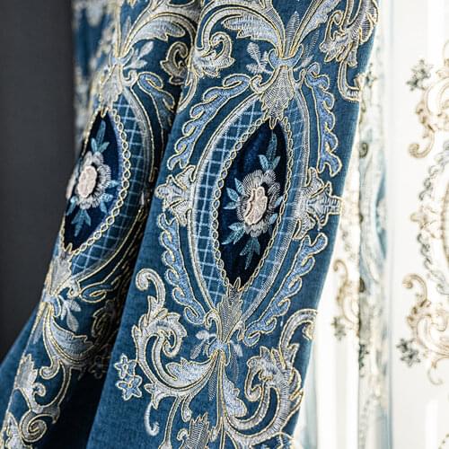 Luxury European Embroidery Sheer Curtain for Bedroom Girl Room Floral Voile Curtains Backdrop Sliding Door Drapes