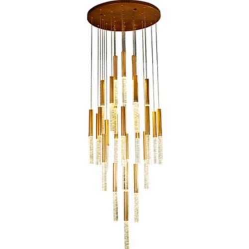 LED pendant light minimalist scandinavian loft staircase crystal hanging lamp nordic art creative restaurant gold long light