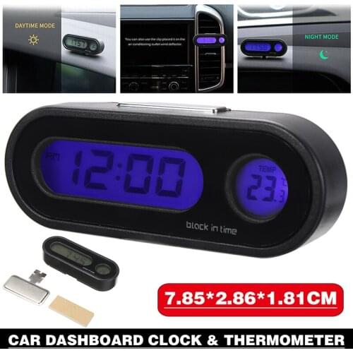LED Digital Car Clock Thermometer Temperature Universal 12V LCD Digital Car Dashboard Electronic Clock Thermometer LED Backlight