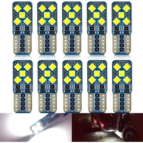 10Pcs T10 W5W Led Canbus WY5W Bulbs Error Free 194 168 LED Super Bright Car Interior Light Clearance Side Marker Auto Lamp 12V