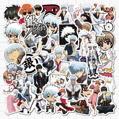 VANMAXX 50 PCS GINTAMA Cartoon Anime Stickers Waterproof PVC Decal for Laptop Helmet Bicycle Luggage Phone Case Car