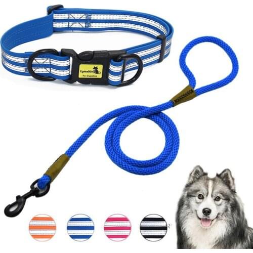 Waterproof Reflective Dog Collar Leash Set 6FT Solid Nylon Dog Leash Pet Collar Leash For Small Medium Large Dogs Accessories
