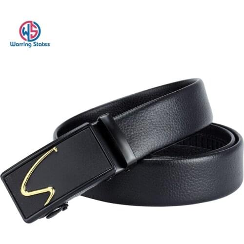 Warring States Famous Brand Belt Top Quality Leather Belts for Men, Automatic Metal Buckle for Men Length 120 Cm Width 3.5 Cm