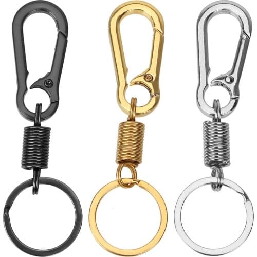 Belt Clip Loop Key Ring Metal Key Chain Car Keychain Car-styling Spring Gourd Buckle Men Fashion Stainless Steel