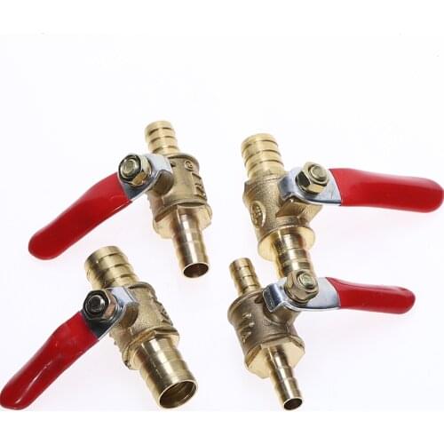 1PC 6 x 6mm 8 x 8mm 10 x 10mm Hose Barb x Hose Barb Full Ports Connection Plumbing Brass Ball Valve Two Way Air Water Gas